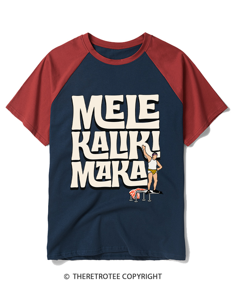 TheRetroTee Mele Kalikimaka1980s Raglan Baseball T-Shirt
