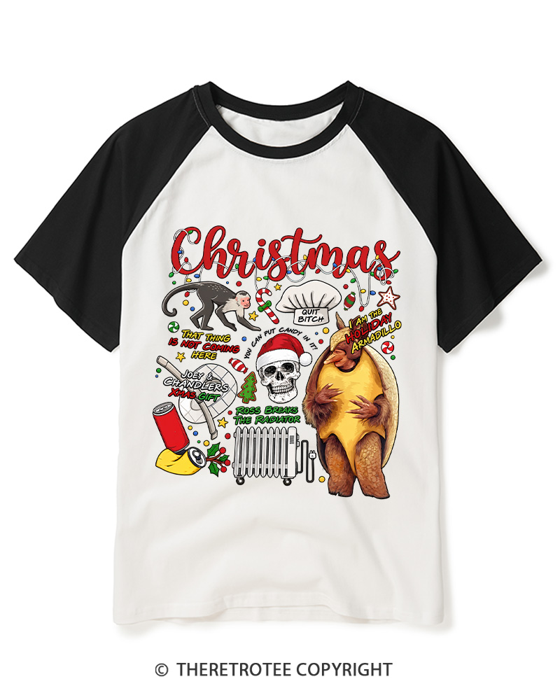 TheRetroTee Christmas Memories 1990s Raglan Baseball T-Shirt