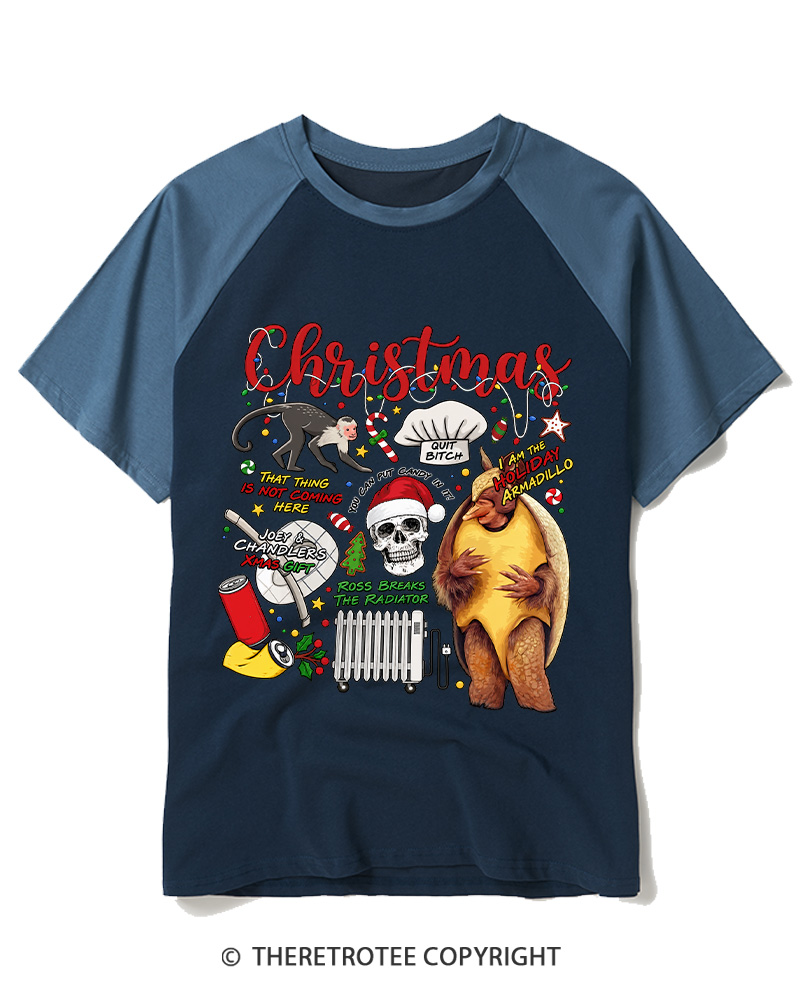 TheRetroTee Christmas Memories 1990s Raglan Baseball T-Shirt