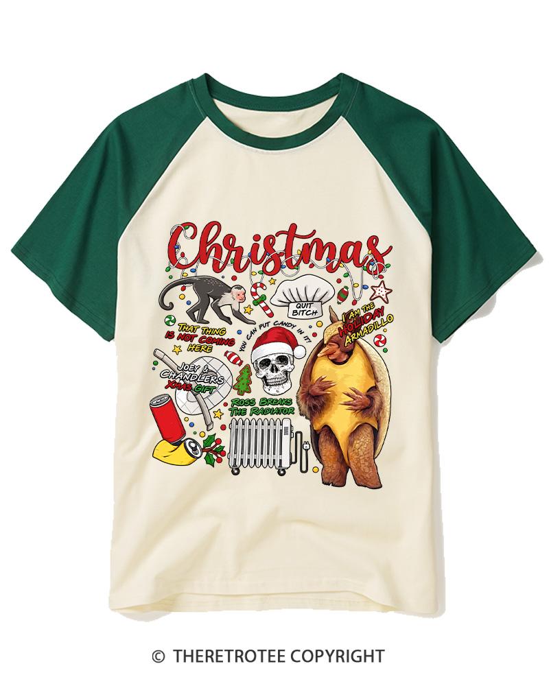 TheRetroTee Christmas Memories 1990s Raglan Baseball T-Shirt