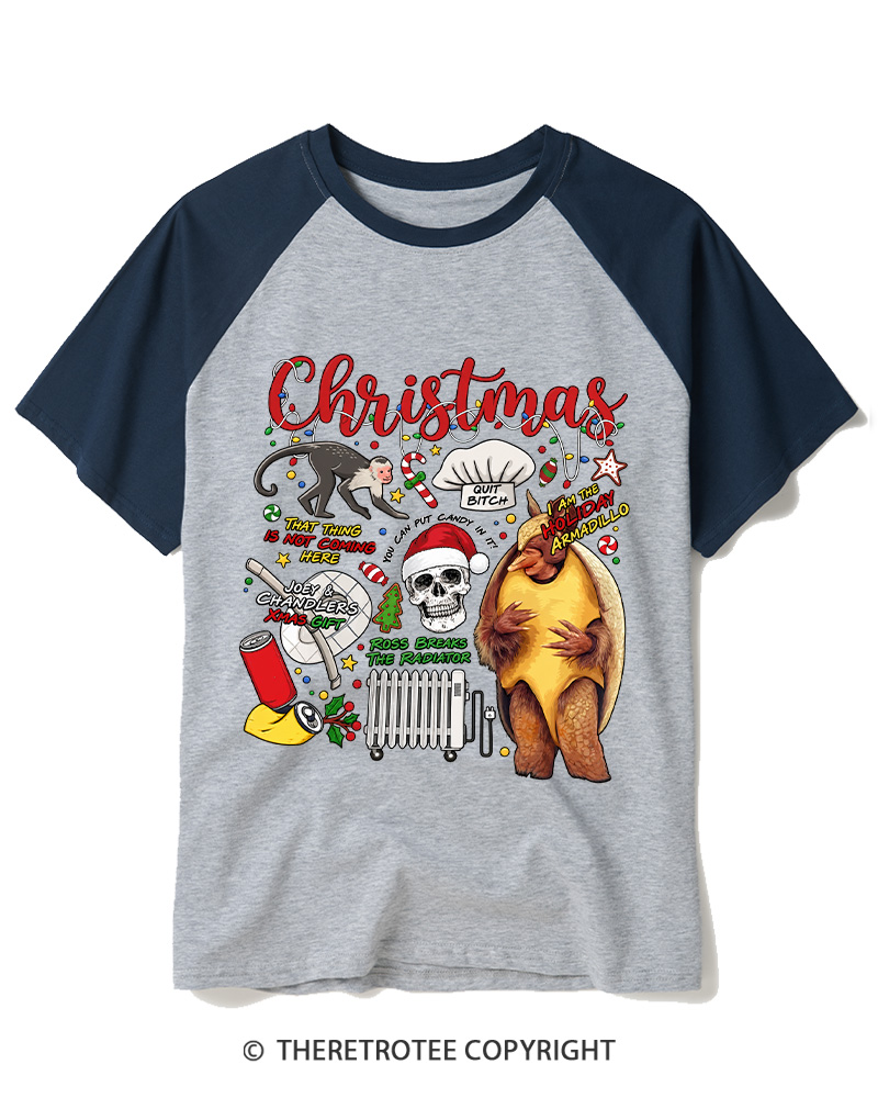 TheRetroTee Christmas Memories 1990s Raglan Baseball T-Shirt