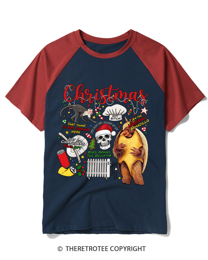 TheRetroTee Christmas Memories 1990s Raglan Baseball T-Shirt