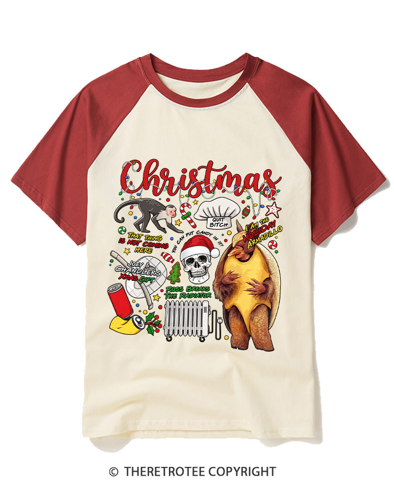 TheRetroTee Christmas Memories 1990s Raglan Baseball T-Shirt