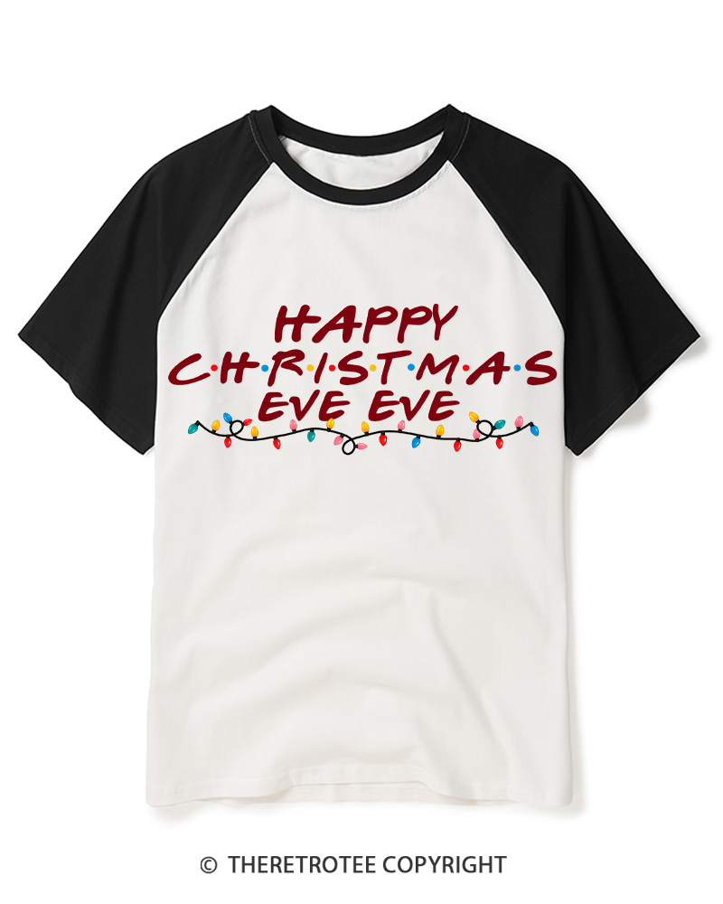 TheRetroTee Happy Christmas Eve 1990s Raglan Baseball T-Shirt