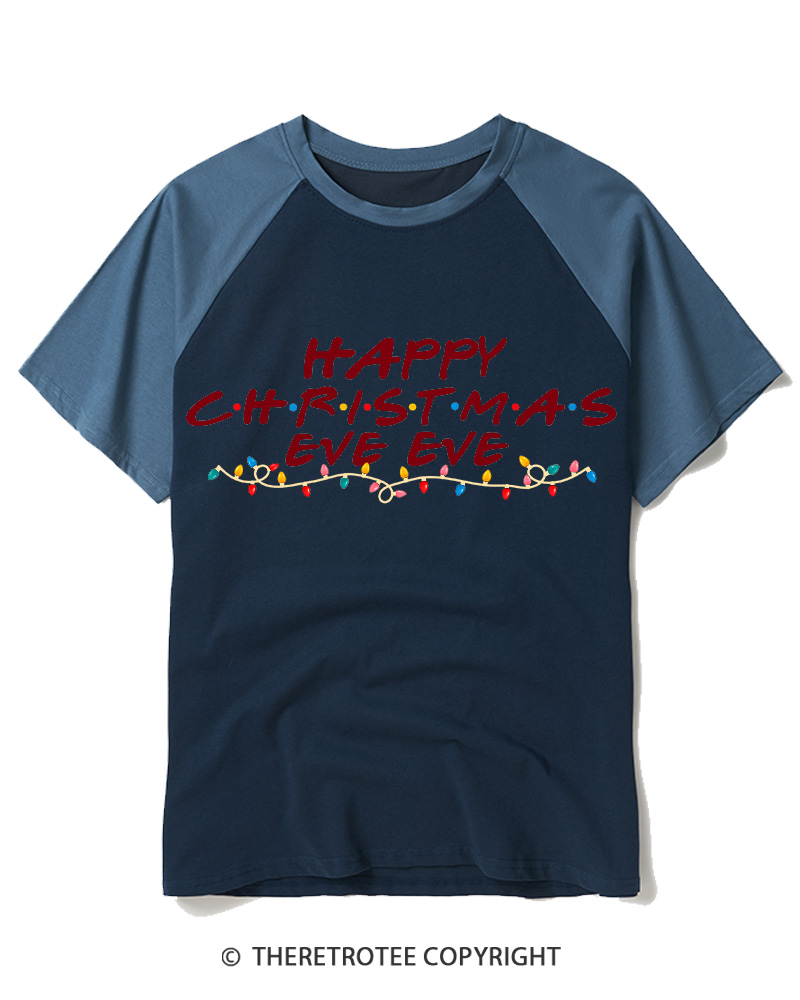 TheRetroTee Happy Christmas Eve 1990s Raglan Baseball T-Shirt