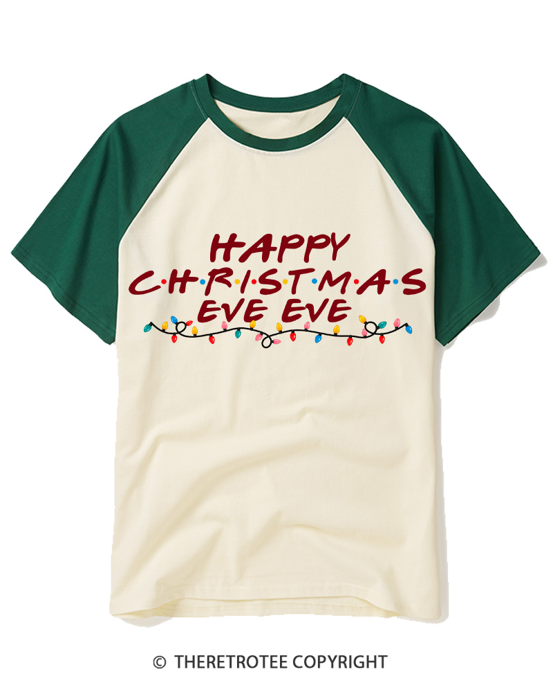 TheRetroTee Happy Christmas Eve 1990s Raglan Baseball T-Shirt
