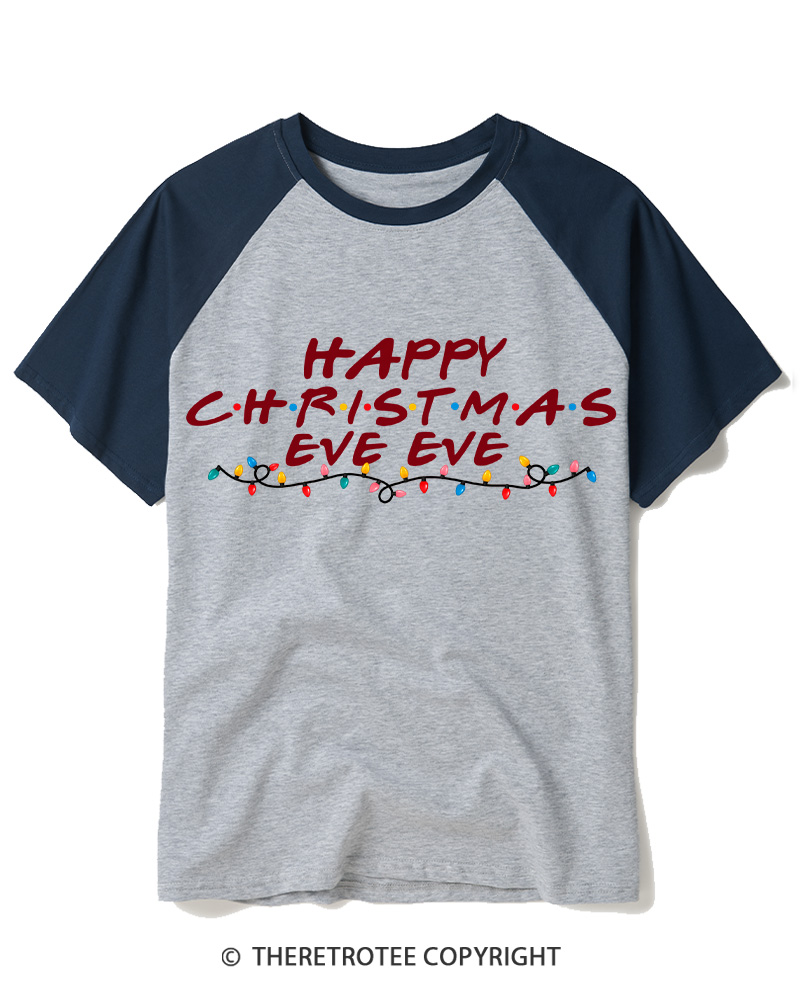 TheRetroTee Happy Christmas Eve 1990s Raglan Baseball T-Shirt