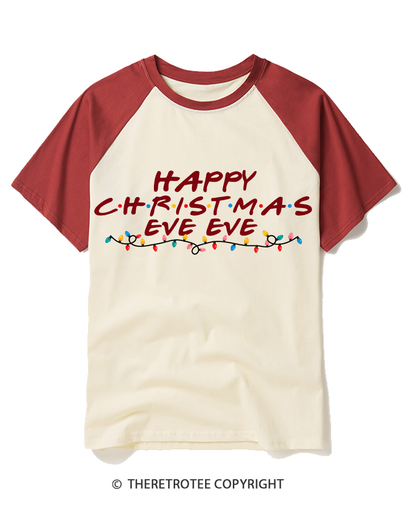 TheRetroTee Happy Christmas Eve 1990s Raglan Baseball T-Shirt