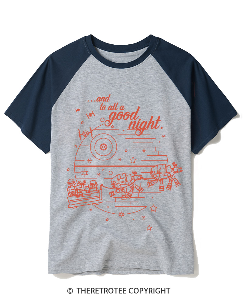 TheRetroTee Vintage Galactic Christmas Graphic Raglan Baseball T-Shirt