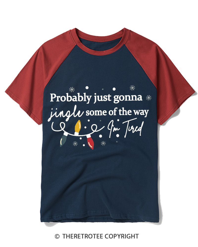 TheRetroTee Christmas Jingle Song Vintage Raglan Baseball T-Shirt
