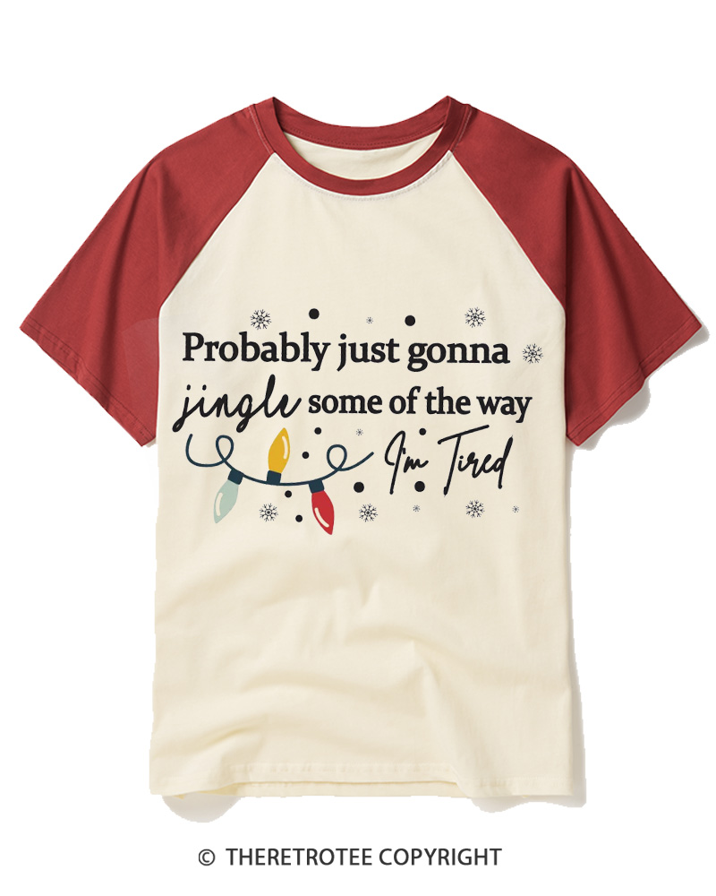 TheRetroTee Christmas Jingle Song Vintage Raglan Baseball T-Shirt