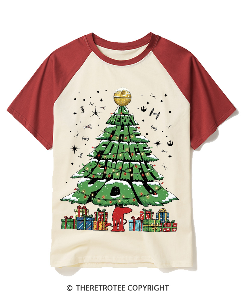 TheRetroTee Merry With You 1980s Raglan Baseball T-Shirt