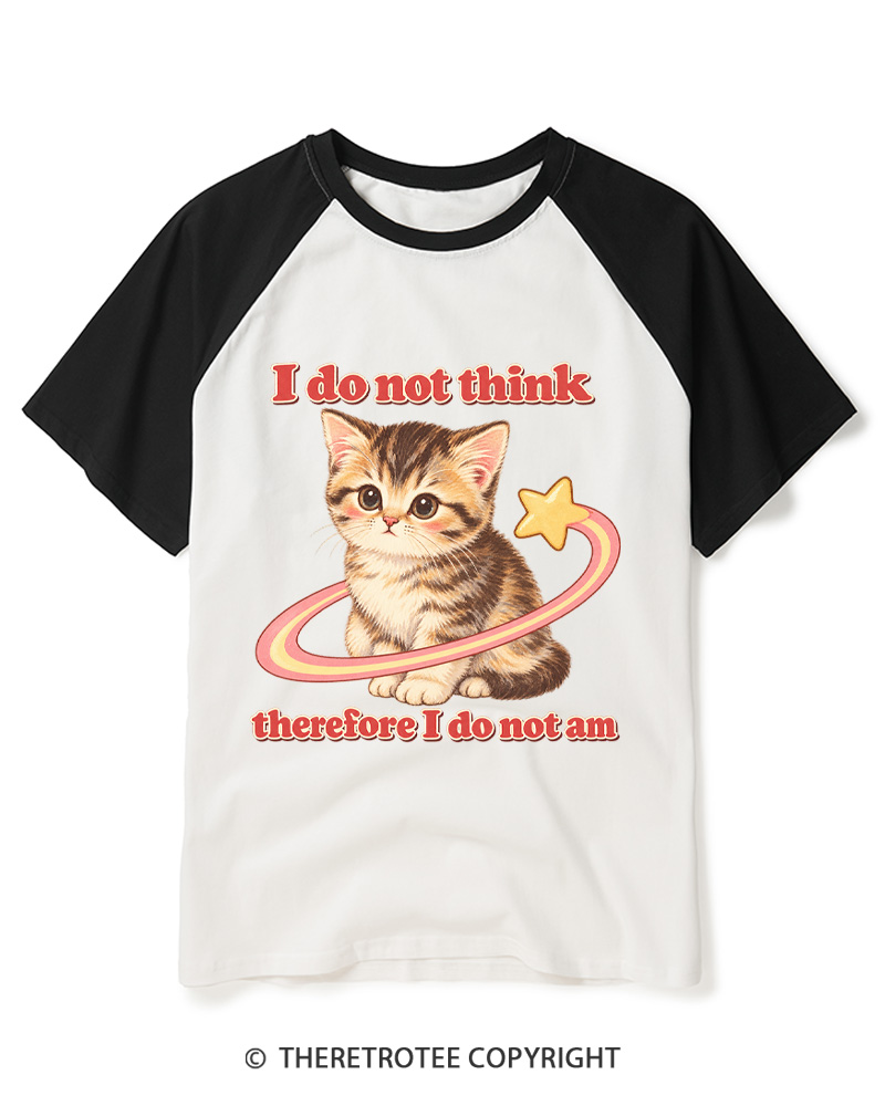 TheRetroTee I Do Not Think, Therefore I Do Not Am Vintage Raglan Baseball T-Shirt