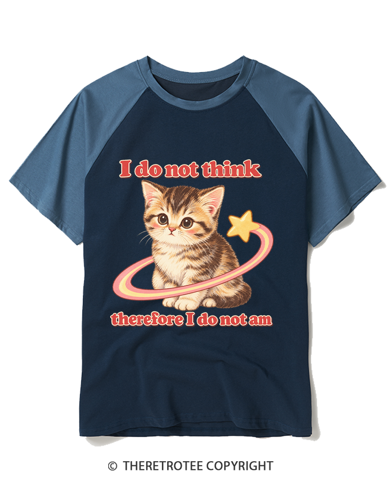 TheRetroTee I Do Not Think, Therefore I Do Not Am Vintage Raglan Baseball T-Shirt