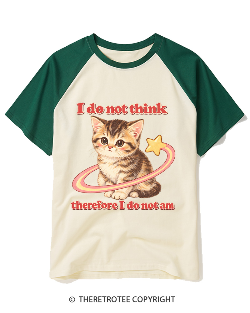 TheRetroTee I Do Not Think, Therefore I Do Not Am Vintage Raglan Baseball T-Shirt