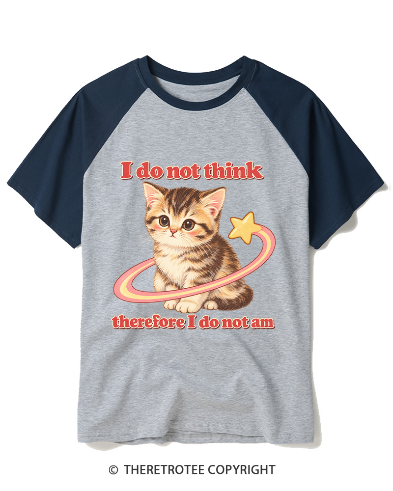 TheRetroTee I Do Not Think, Therefore I Do Not Am Vintage Raglan Baseball T-Shirt