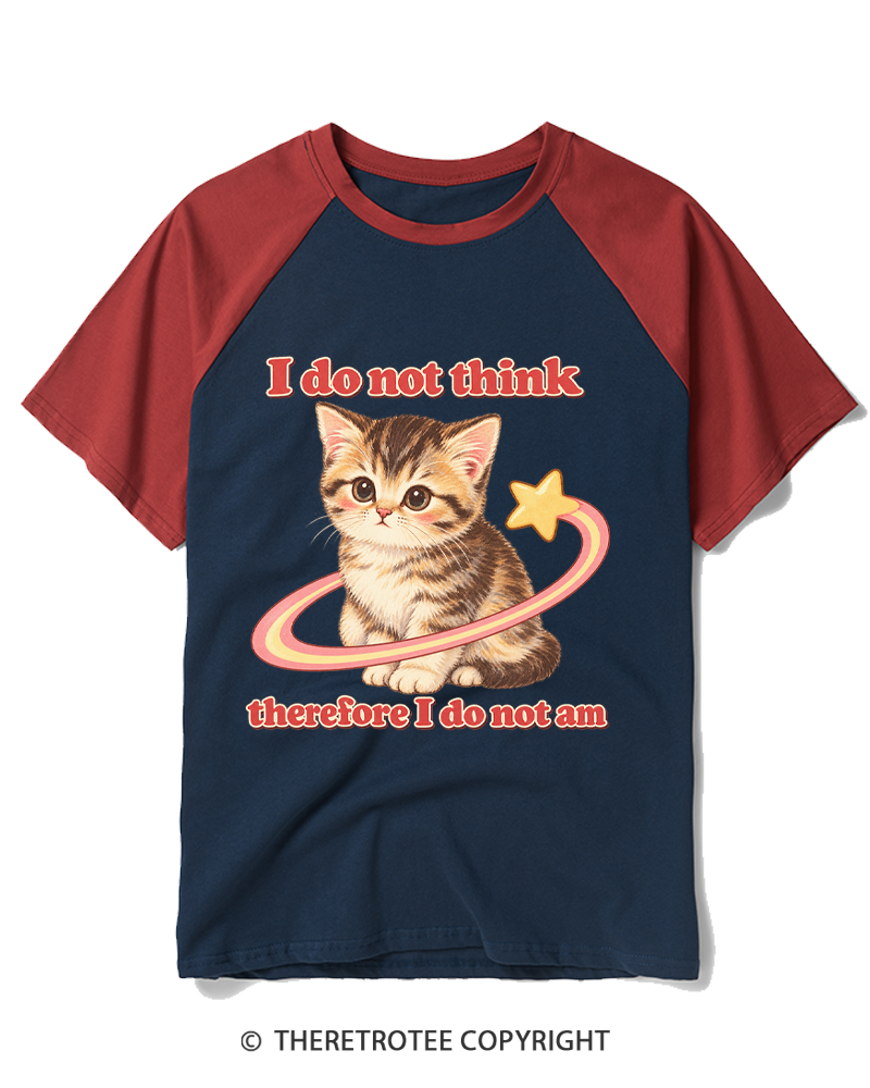 TheRetroTee I Do Not Think, Therefore I Do Not Am Vintage Raglan Baseball T-Shirt