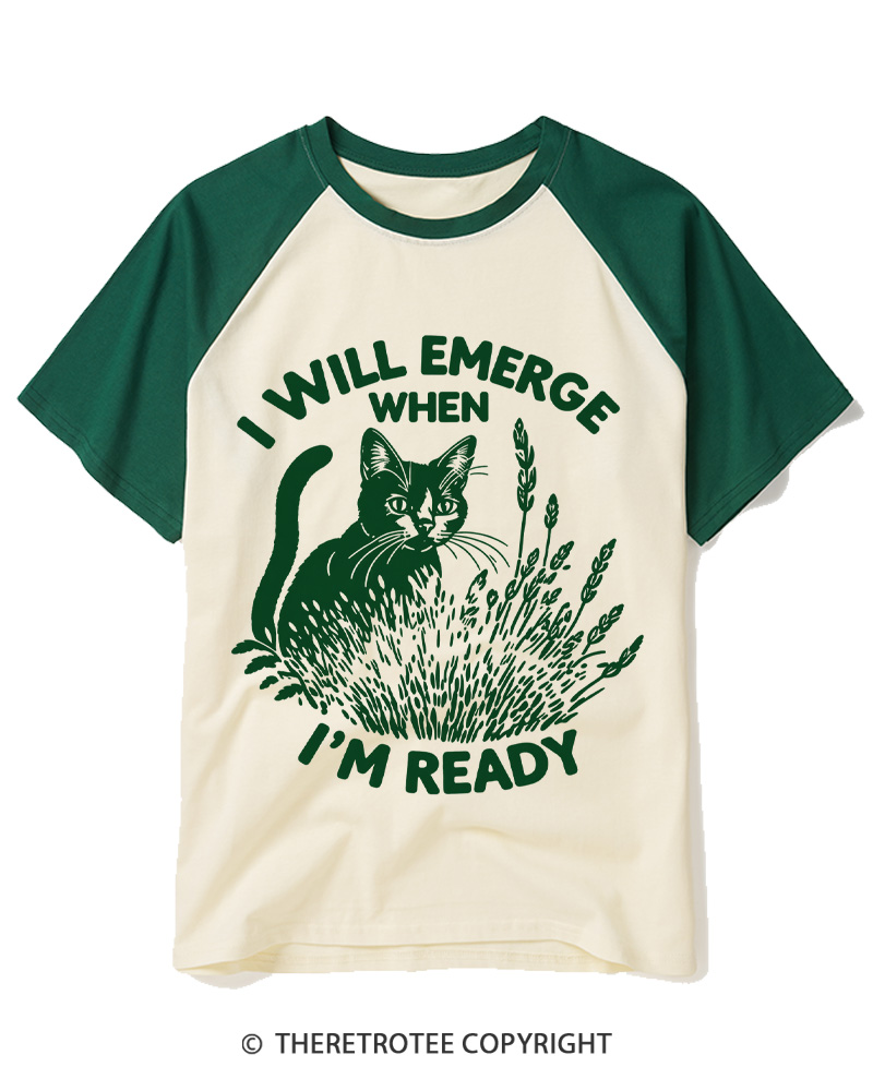 TheRetroTee I Will Emerge When I'm Ready 1980s Raglan Baseball T-Shirt