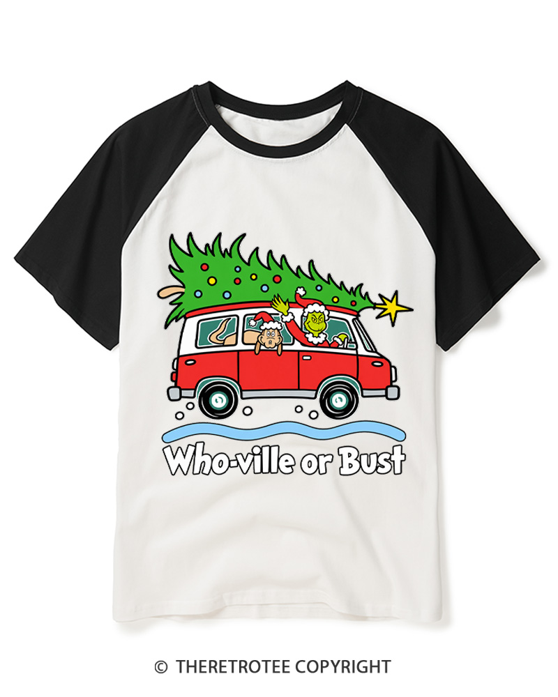 TheRetroTee Who-ville or Bust 1960s Raglan Baseball T-Shirt