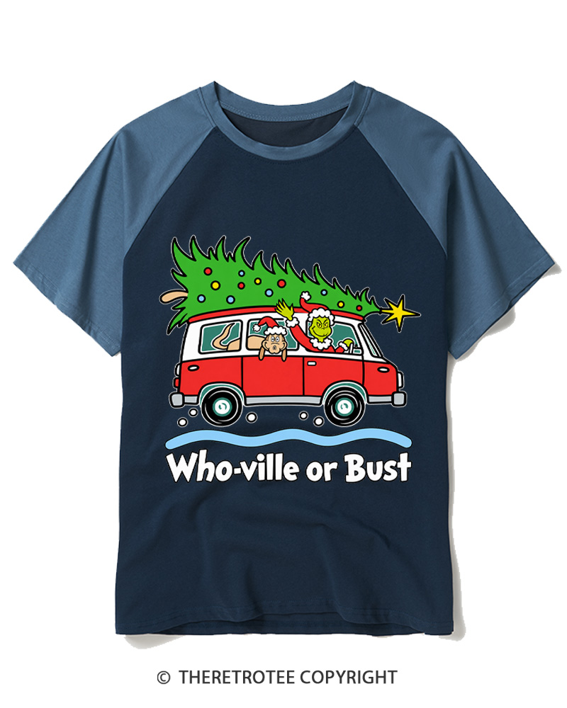 TheRetroTee Who-ville or Bust 1960s Raglan Baseball T-Shirt