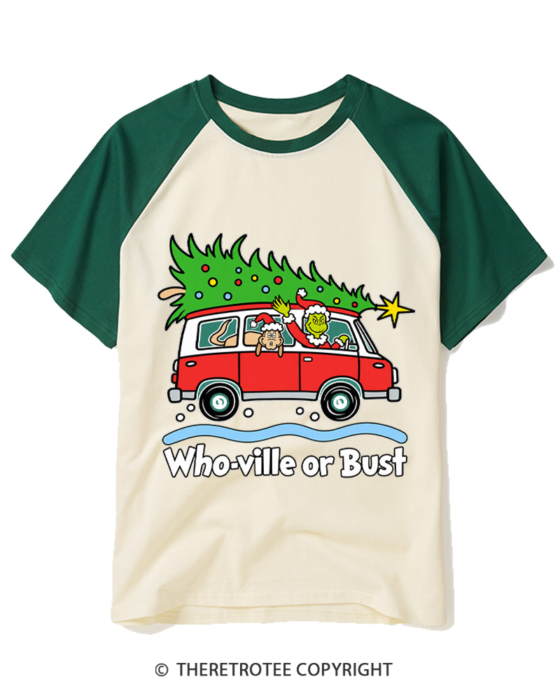 TheRetroTee Who-ville or Bust 1960s Raglan Baseball T-Shirt
