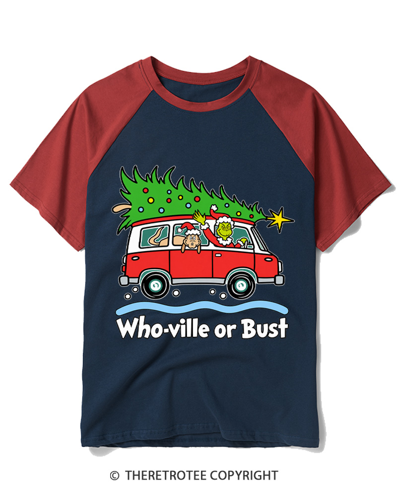 TheRetroTee Who-ville or Bust 1960s Raglan Baseball T-Shirt