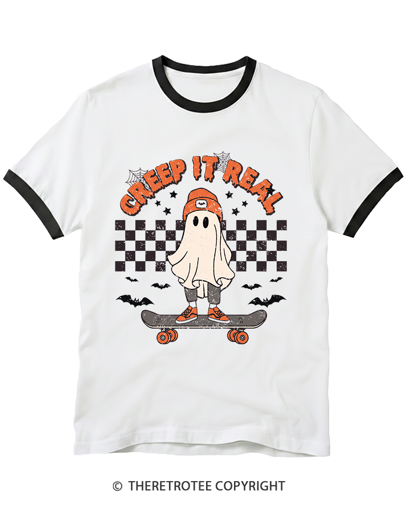 TheRetroTee Creep It Real 1990s Ringer T-Shirt