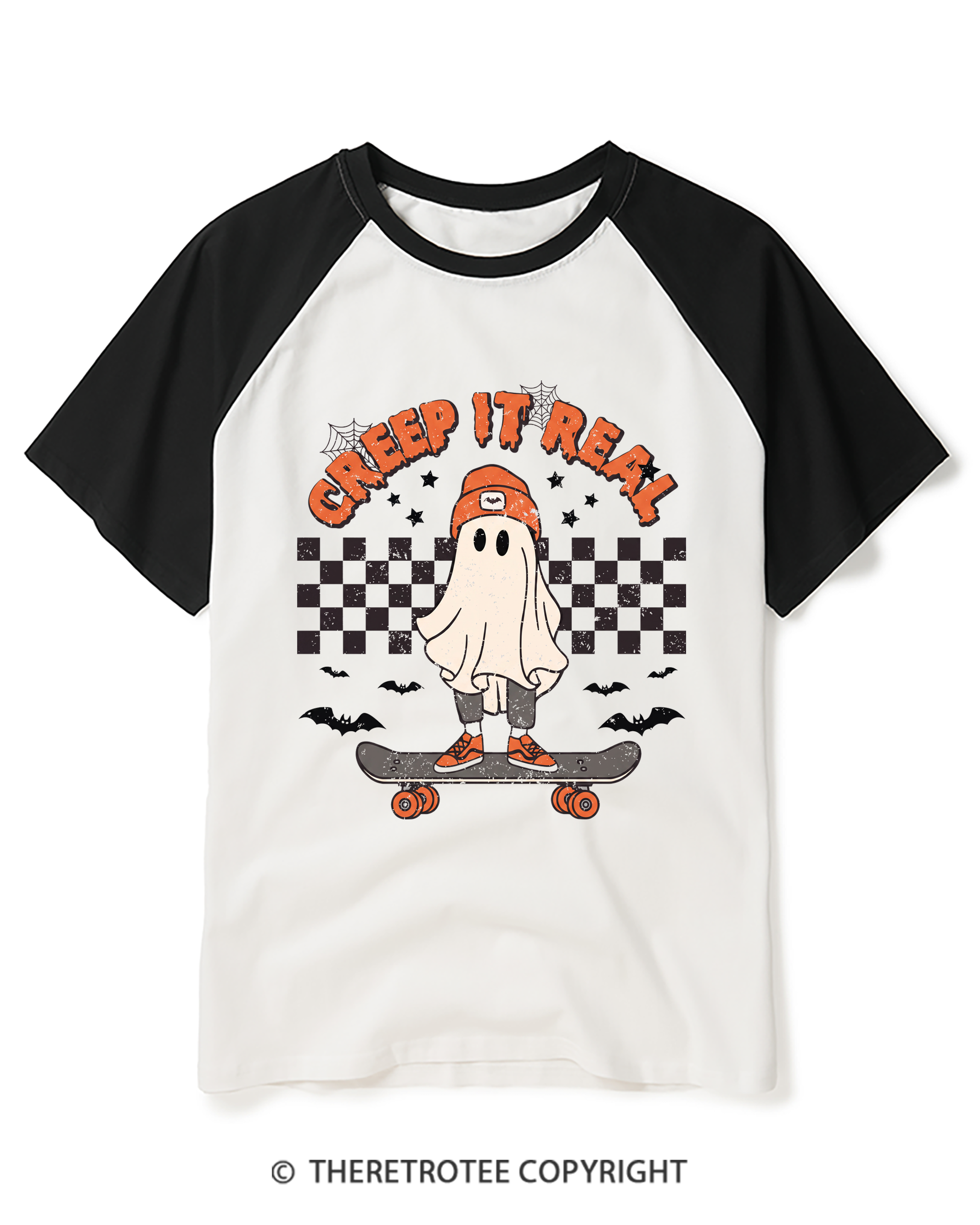 TheRetroTee Creep It Real1990s Raglan Baseball T-Shirt