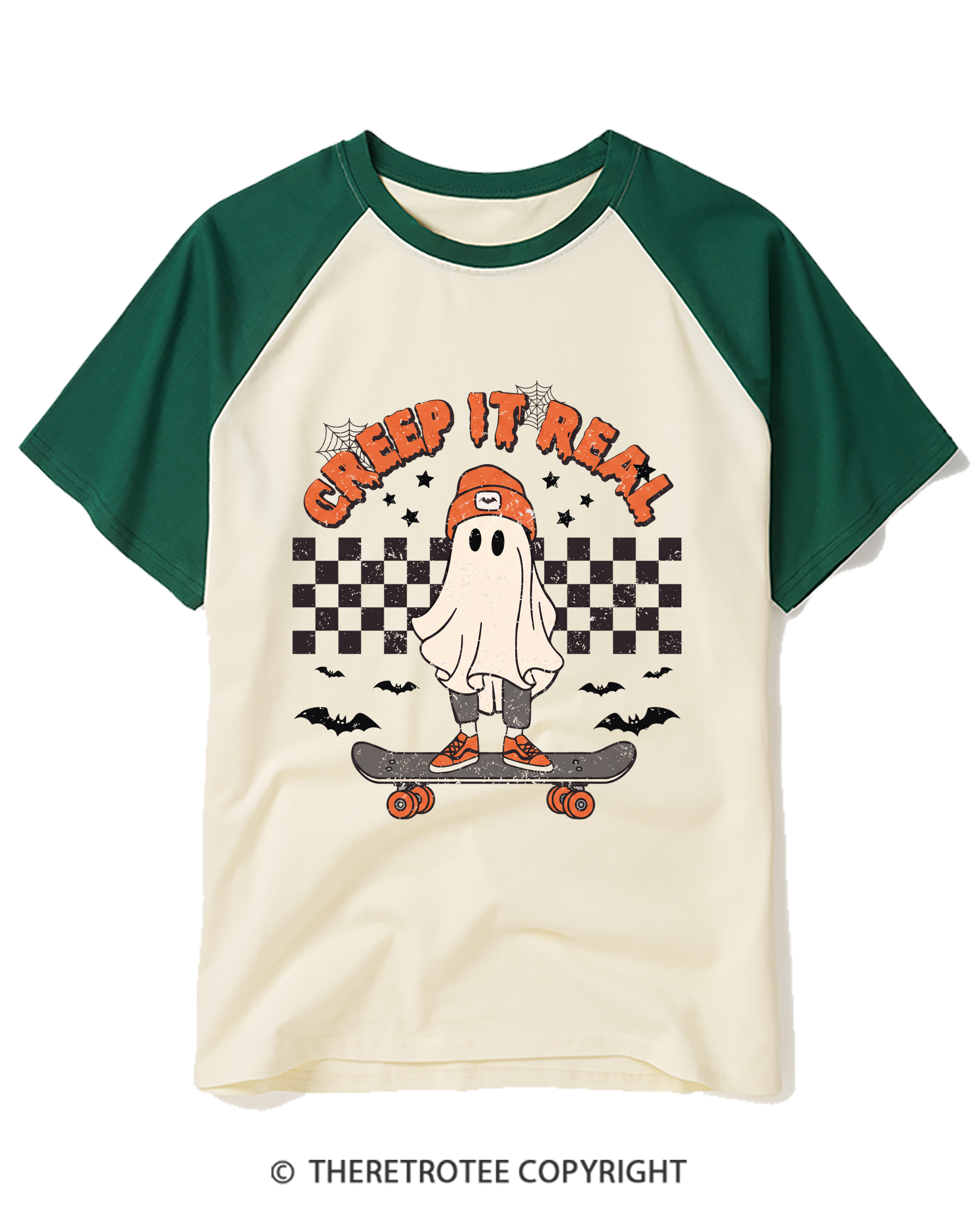 TheRetroTee Creep It Real1990s Raglan Baseball T-Shirt
