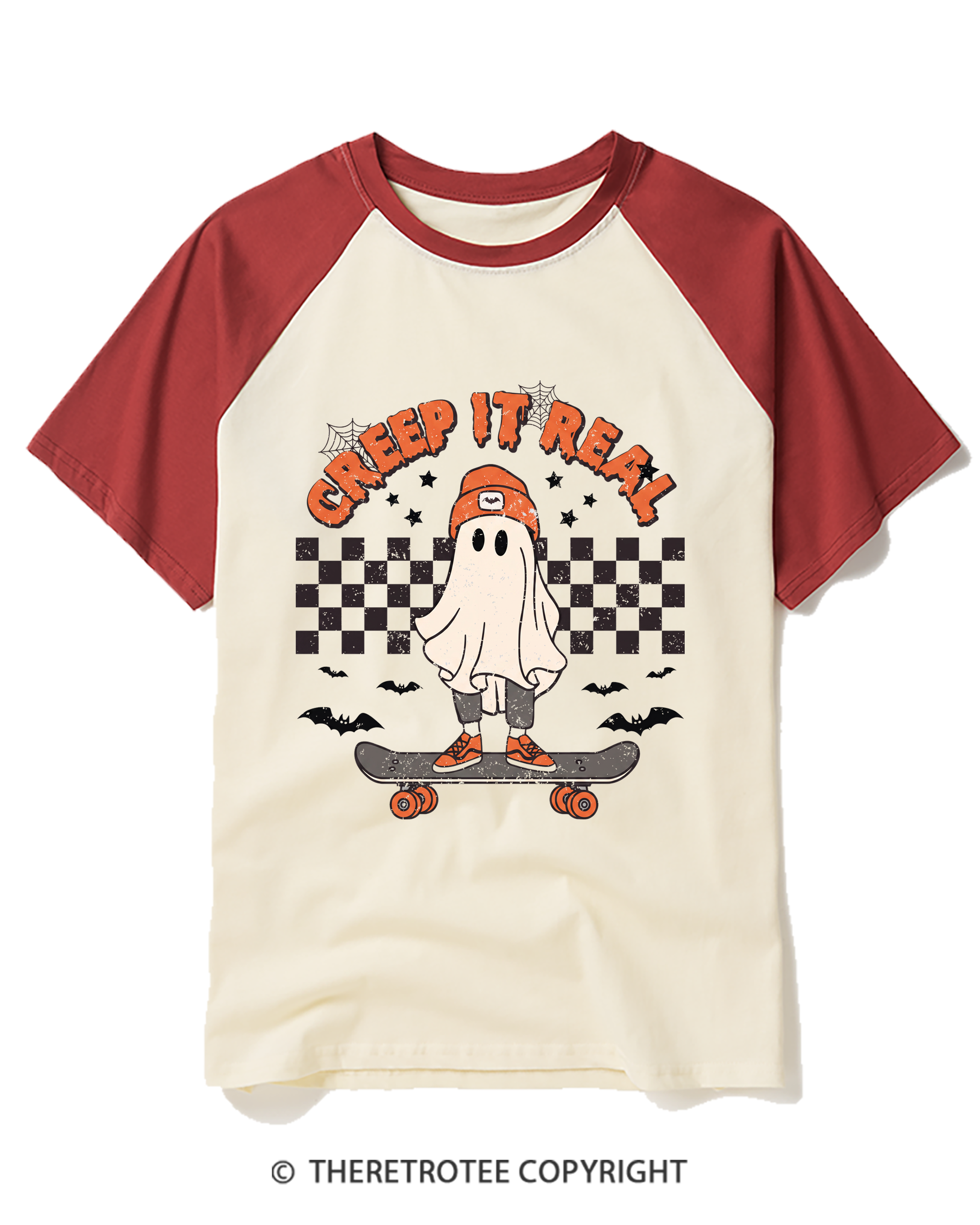 TheRetroTee Creep It Real1990s Raglan Baseball T-Shirt