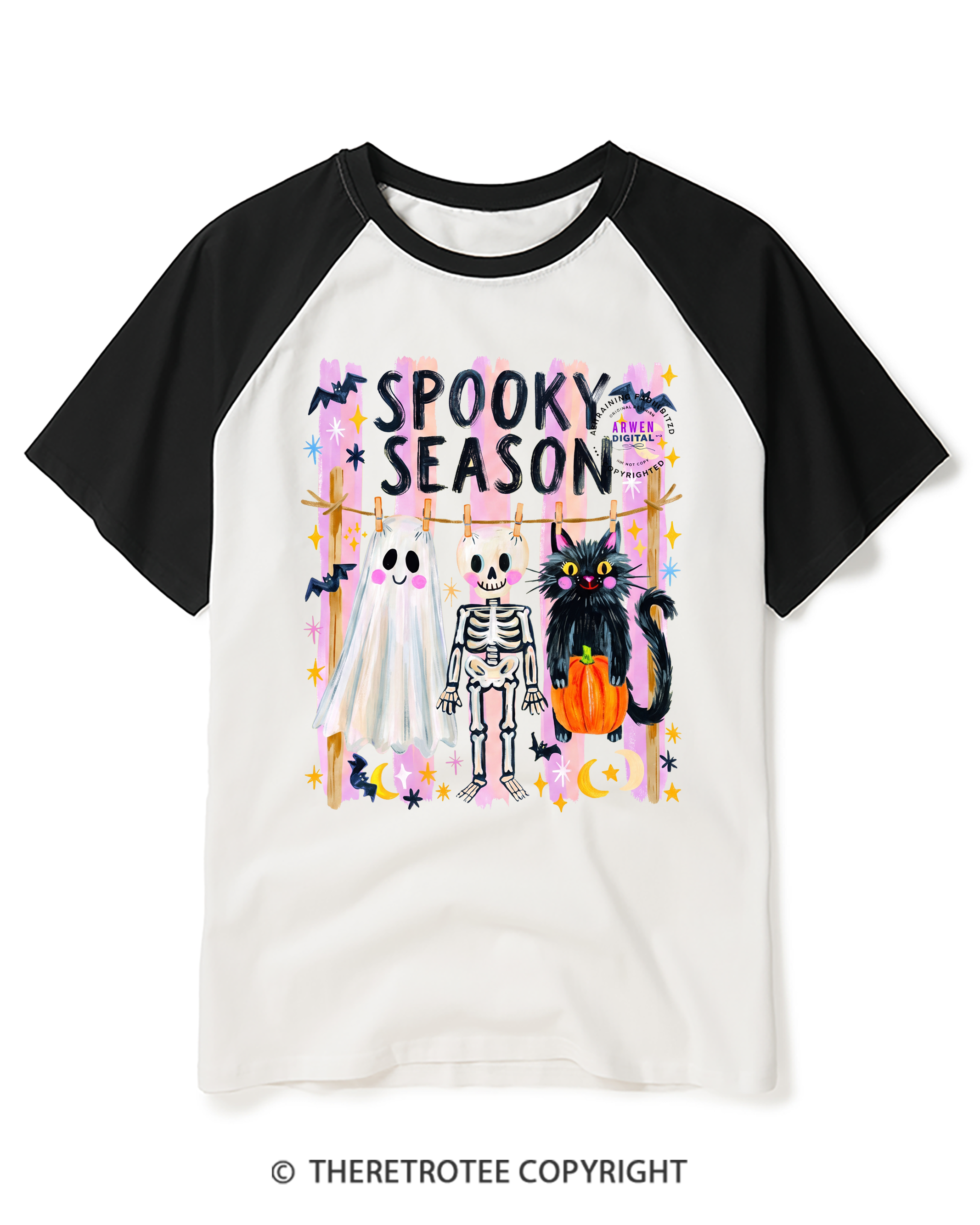 TheRetroTee Spooky Season 1990s Raglan Baseball T-Shirt