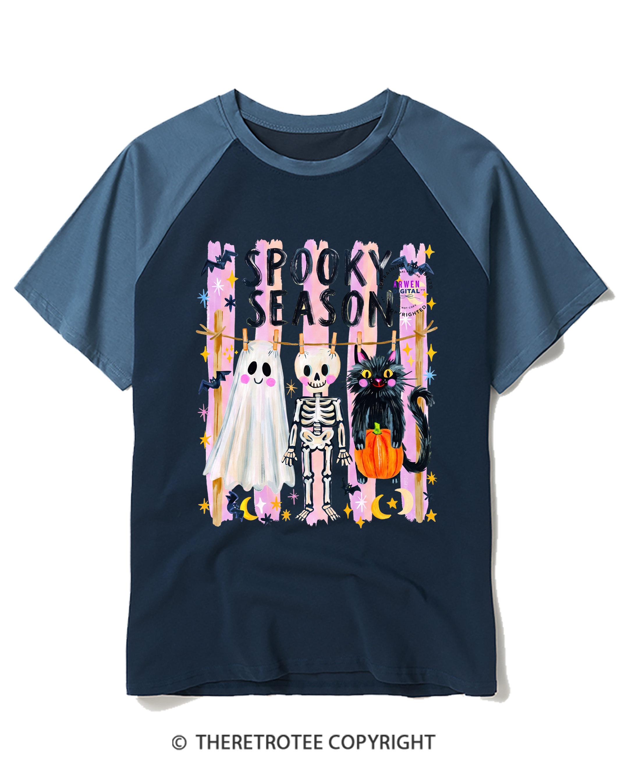 TheRetroTee Spooky Season 1990s Raglan Baseball T-Shirt
