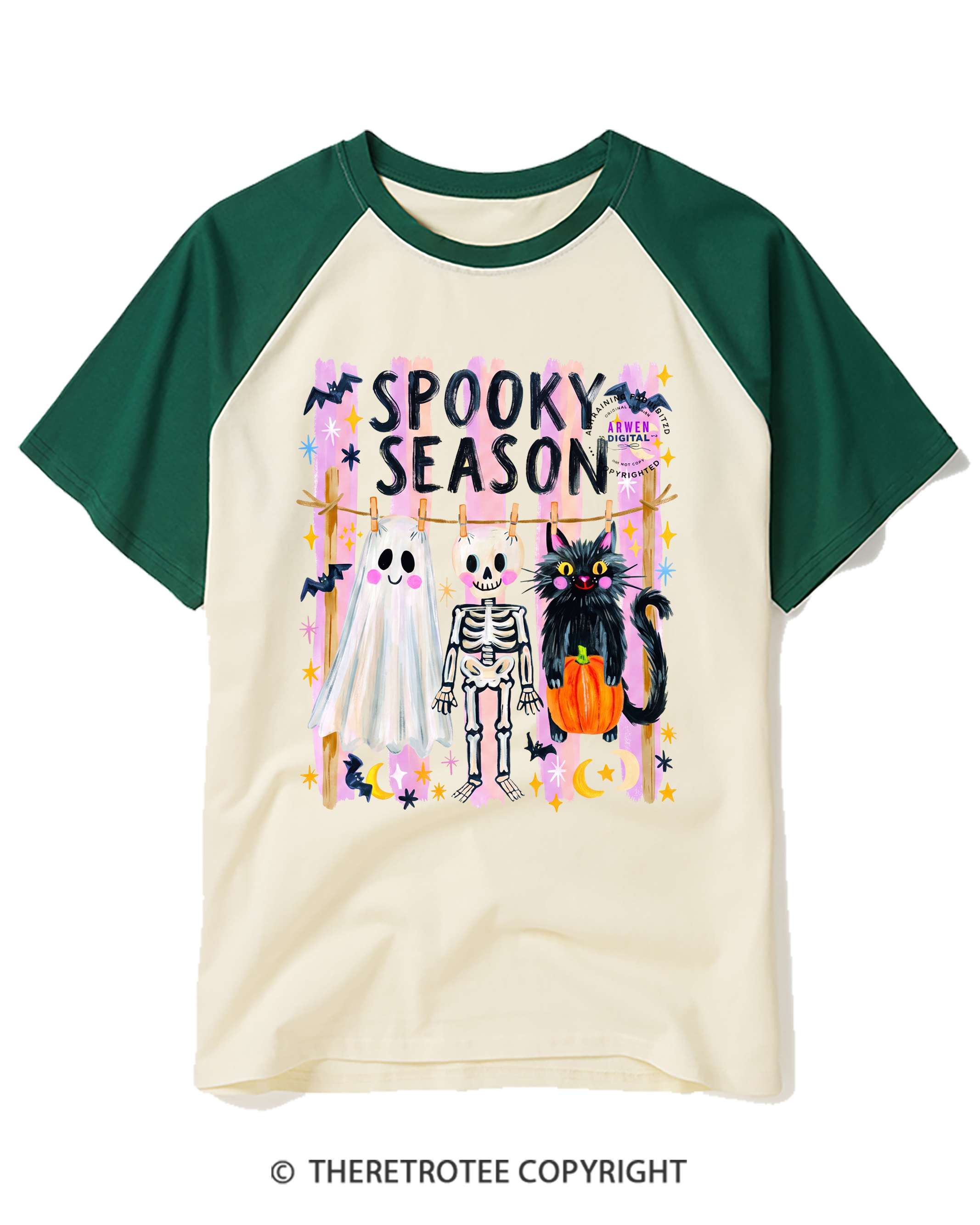 TheRetroTee Spooky Season 1990s Raglan Baseball T-Shirt