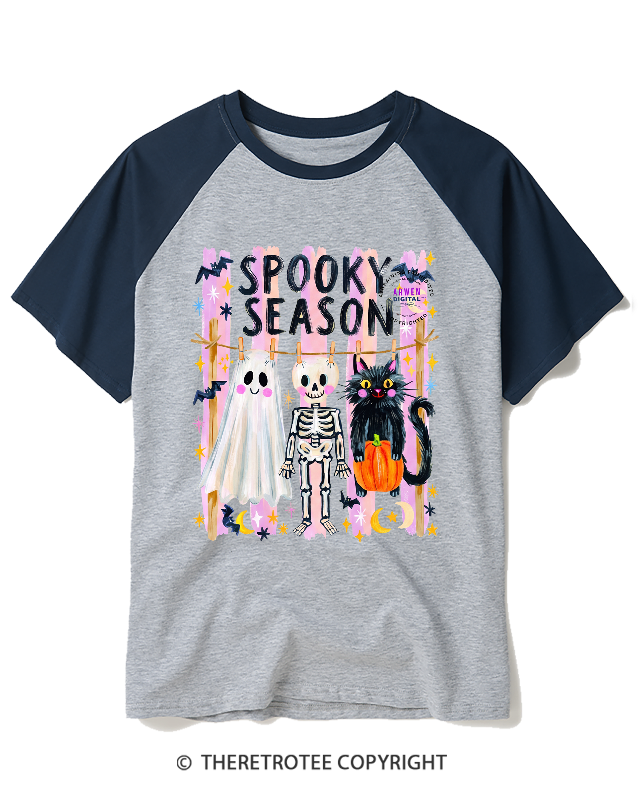 TheRetroTee Spooky Season 1990s Raglan Baseball T-Shirt