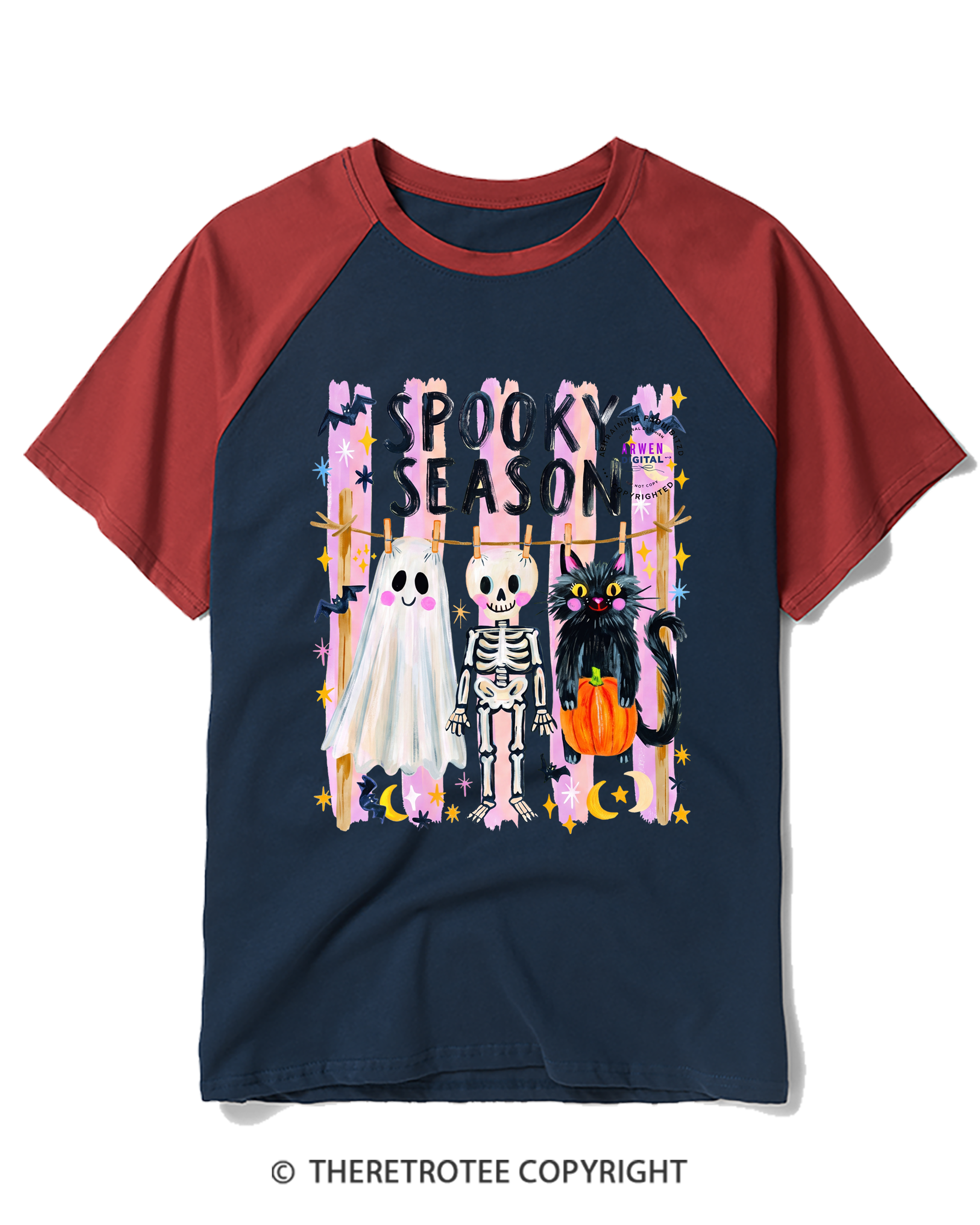 TheRetroTee Spooky Season 1990s Raglan Baseball T-Shirt