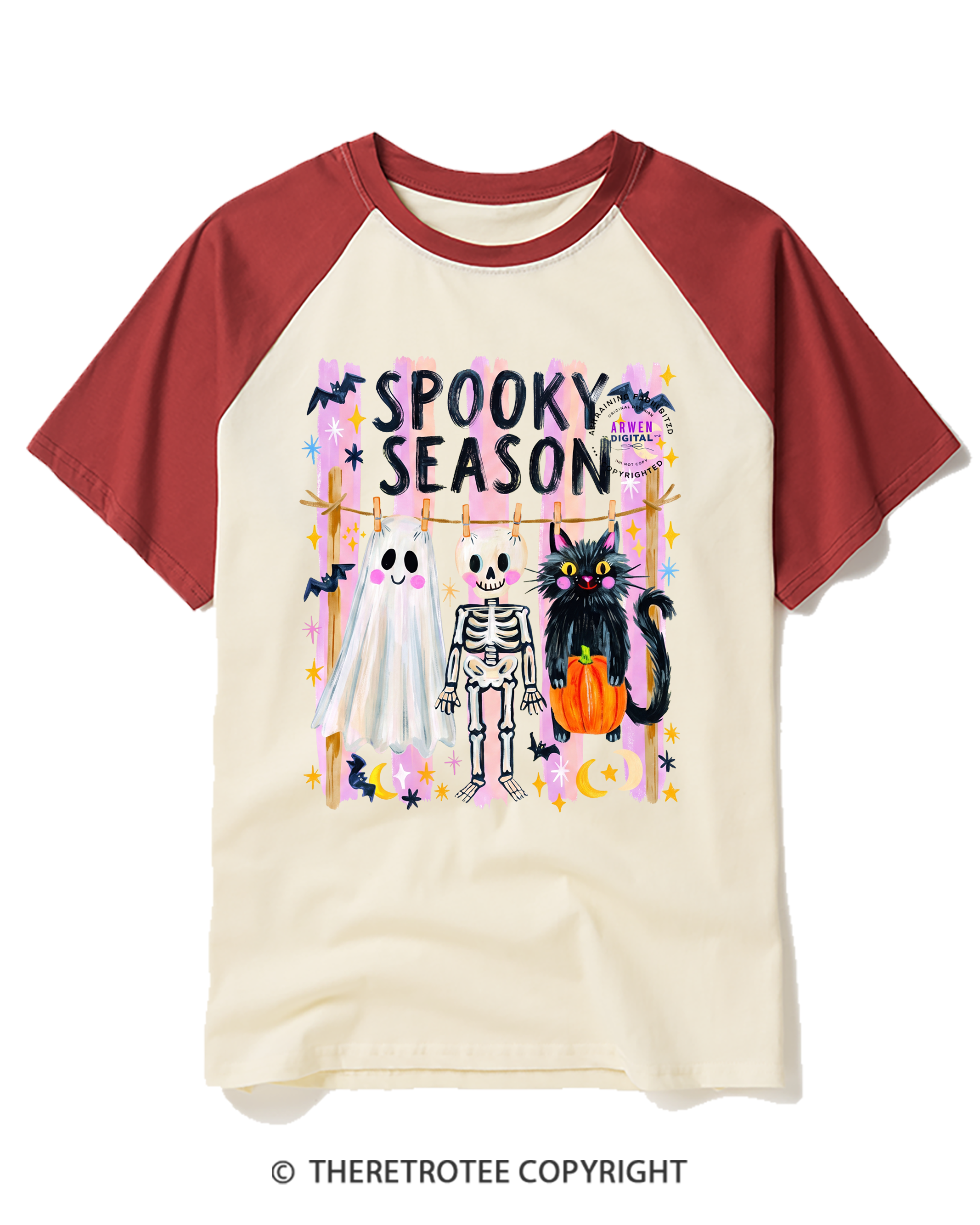 TheRetroTee Spooky Season 1990s Raglan Baseball T-Shirt