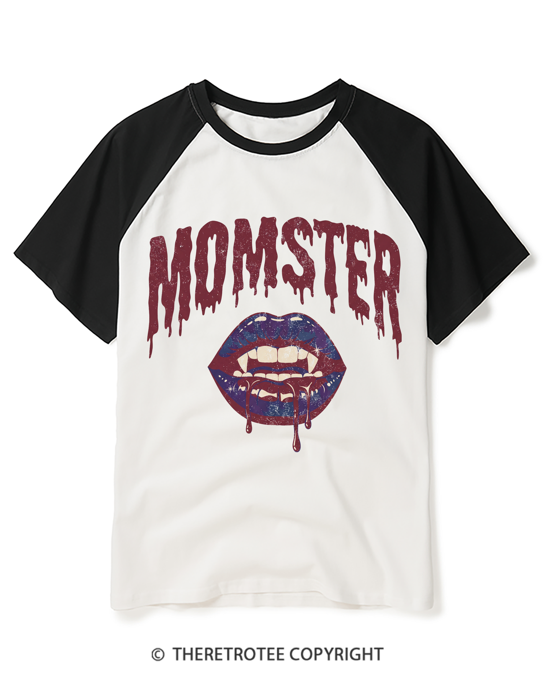TheRetroTee Momster 1990s Raglan Baseball T-Shirt
