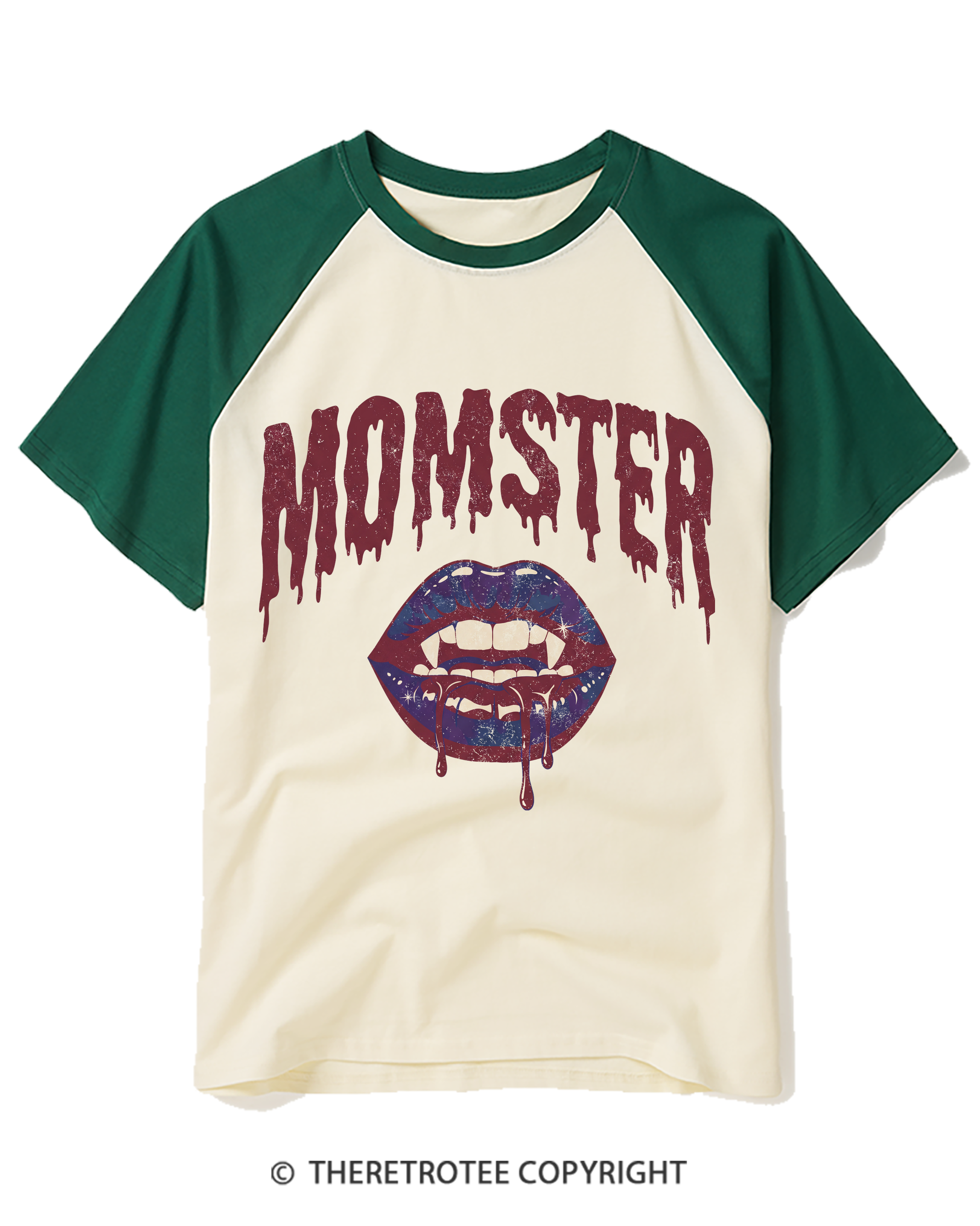 TheRetroTee Momster 1990s Raglan Baseball T-Shirt