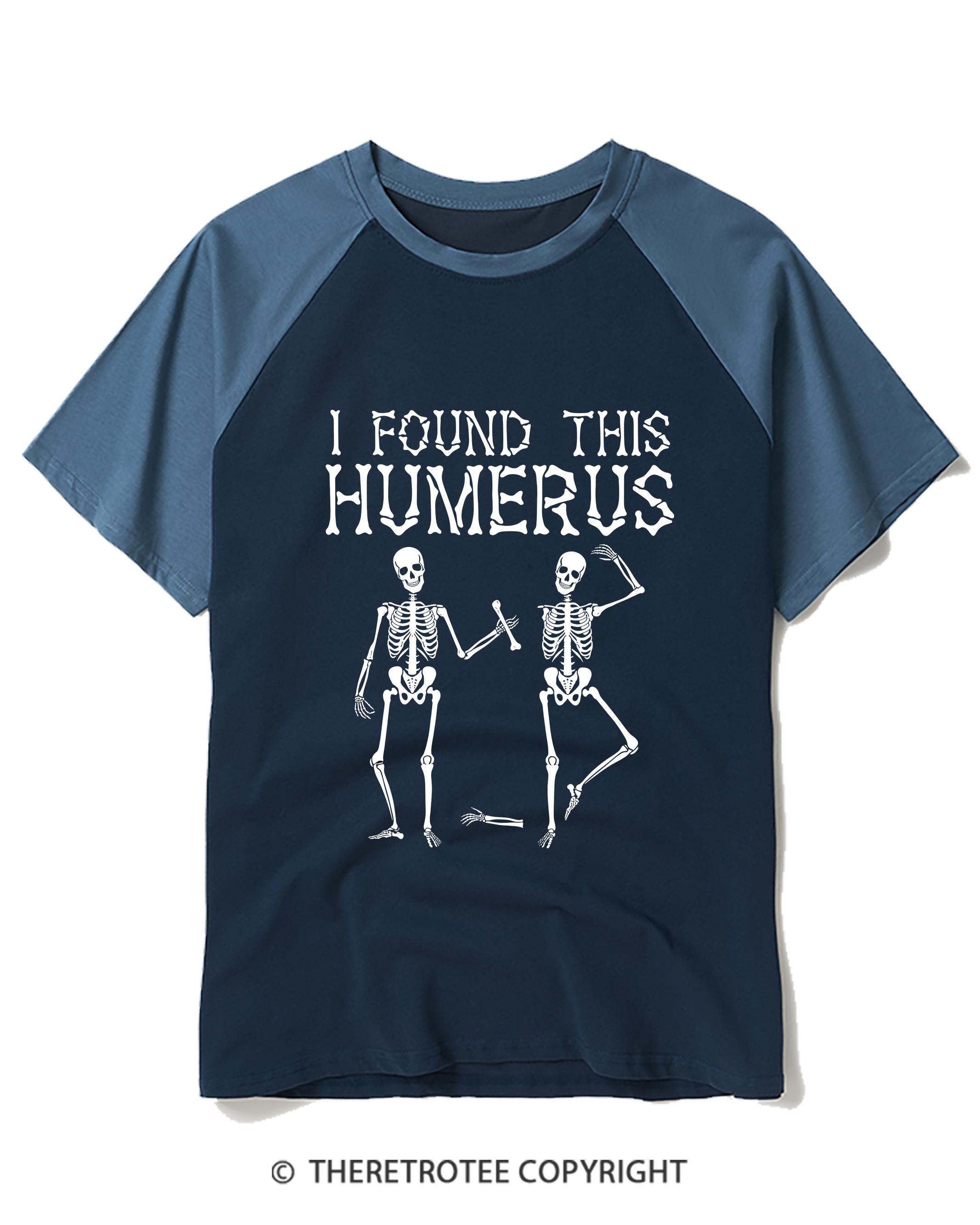 TheRetroTee I Found This Humerus 1980s Raglan Baseball T-Shirt