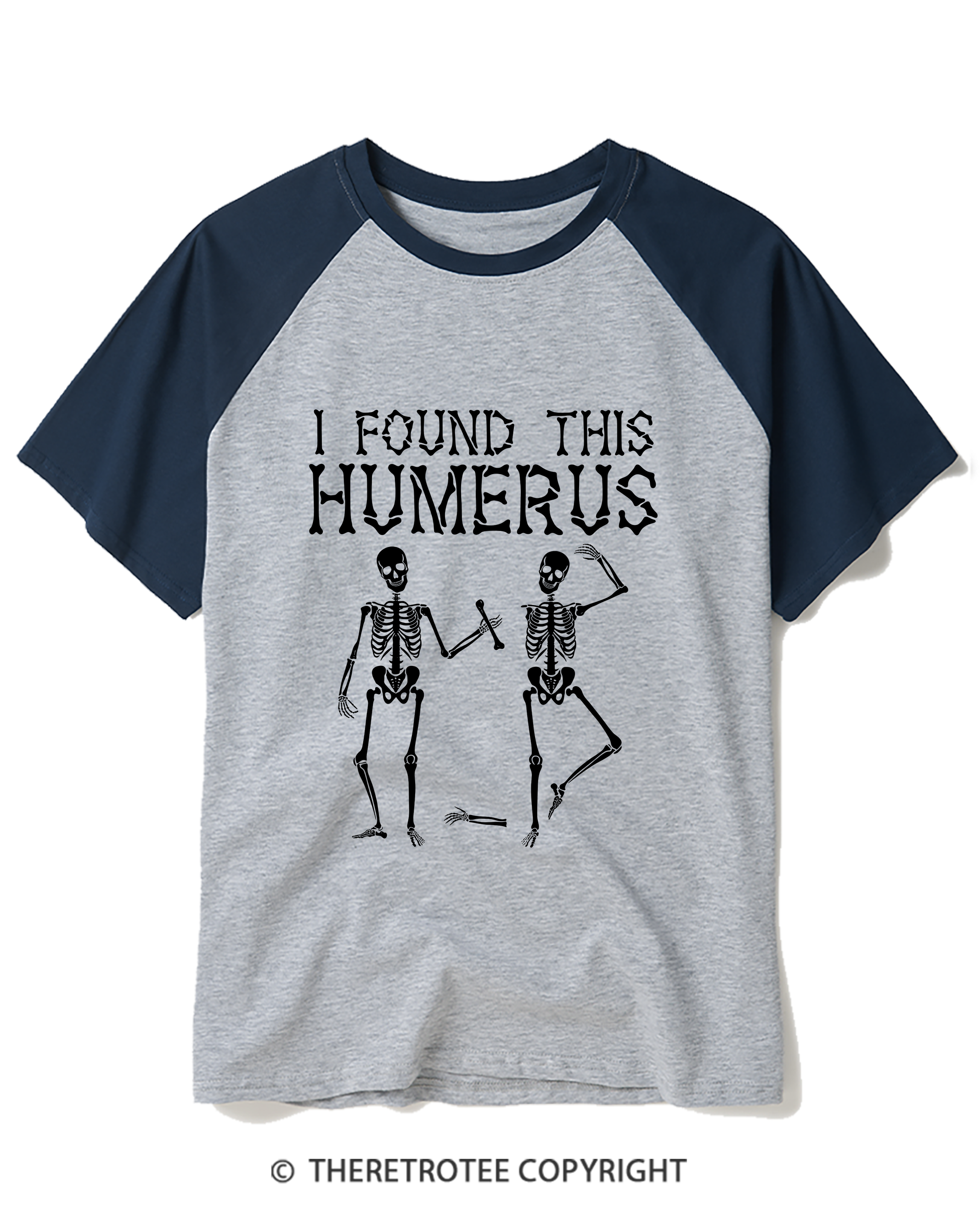 TheRetroTee I Found This Humerus 1980s Raglan Baseball T-Shirt