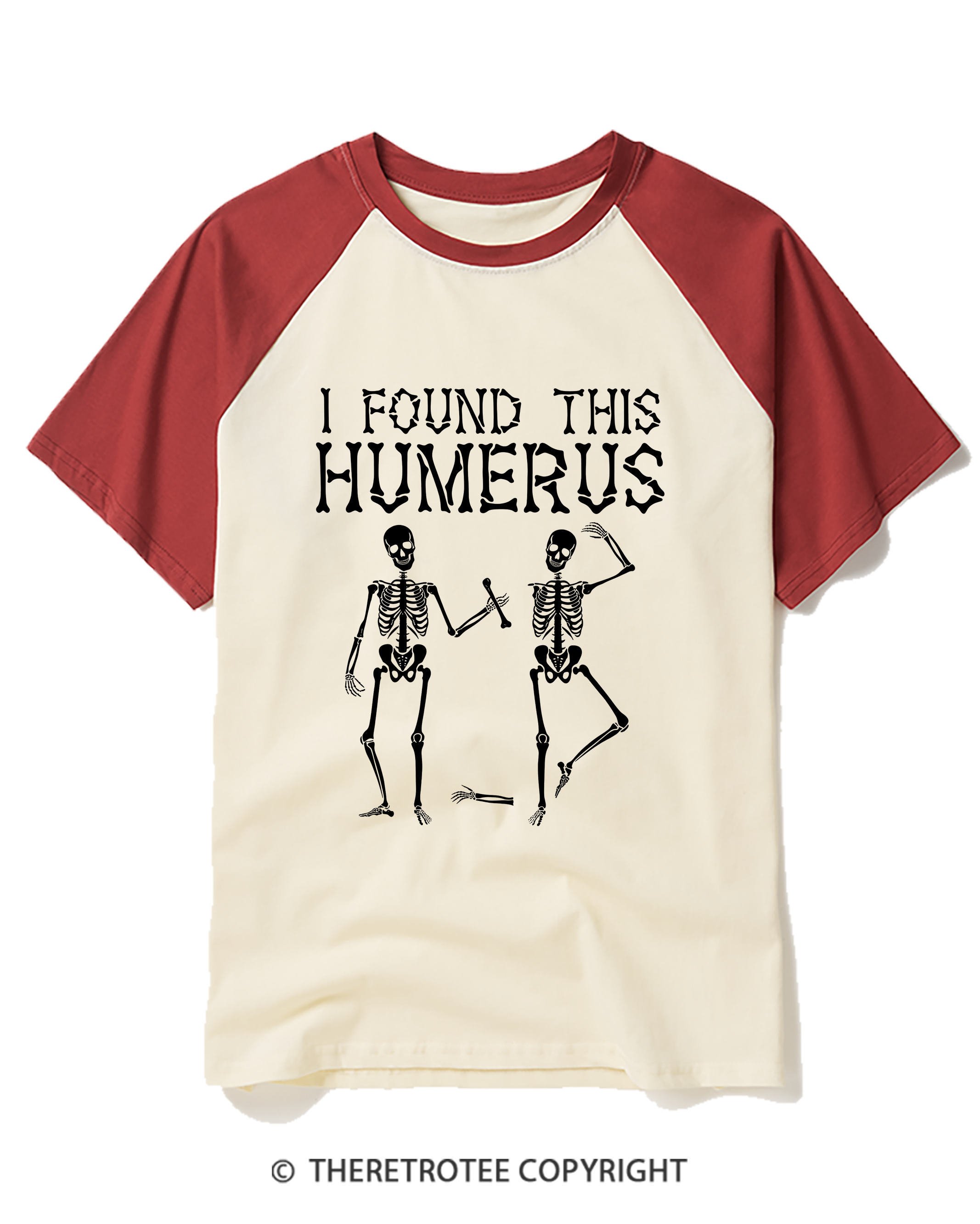 TheRetroTee I Found This Humerus 1980s Raglan Baseball T-Shirt