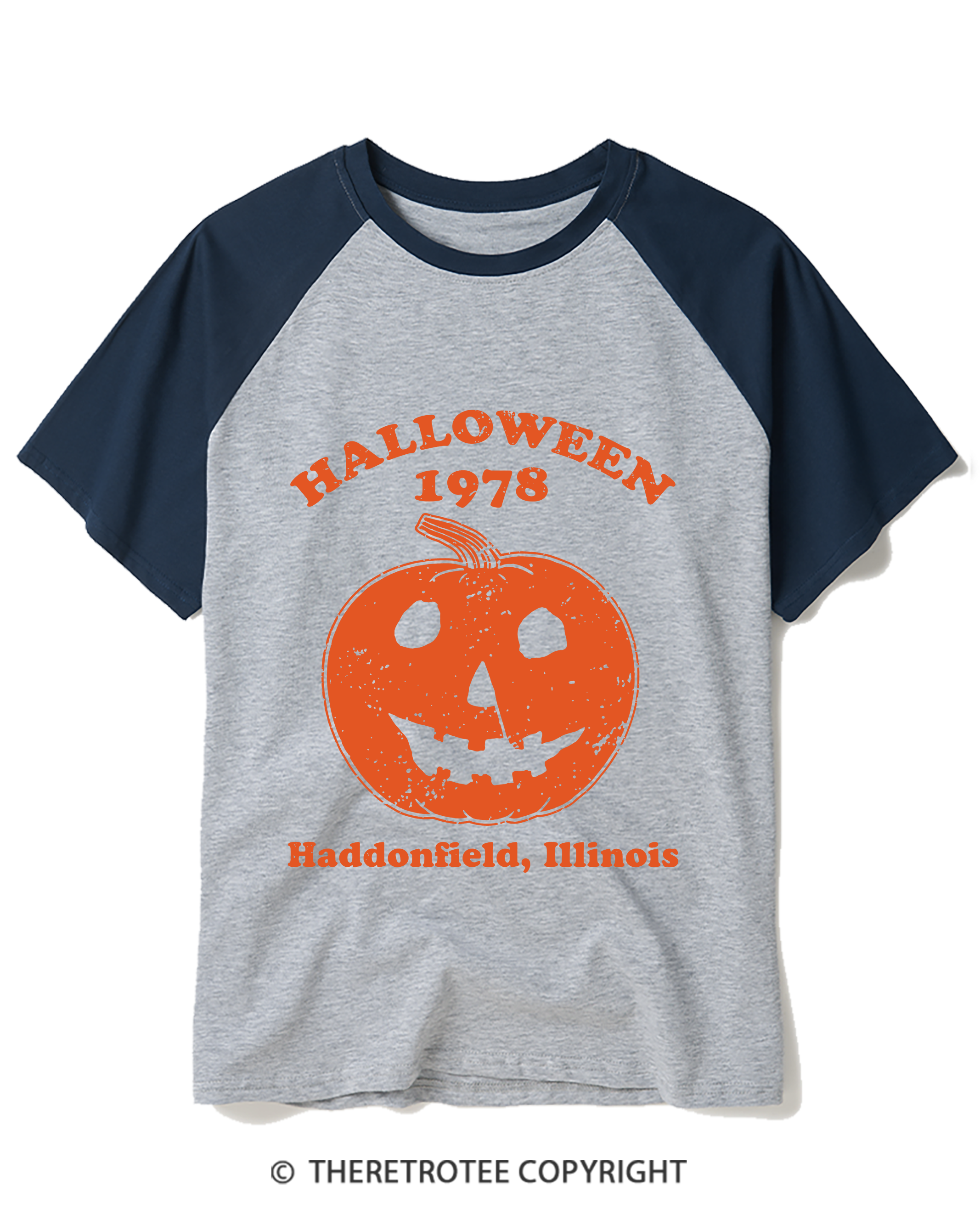 TheRetroTee Halloween 1978, Haddonfield, Illinois 1980s Raglan Baseball T-Shirt