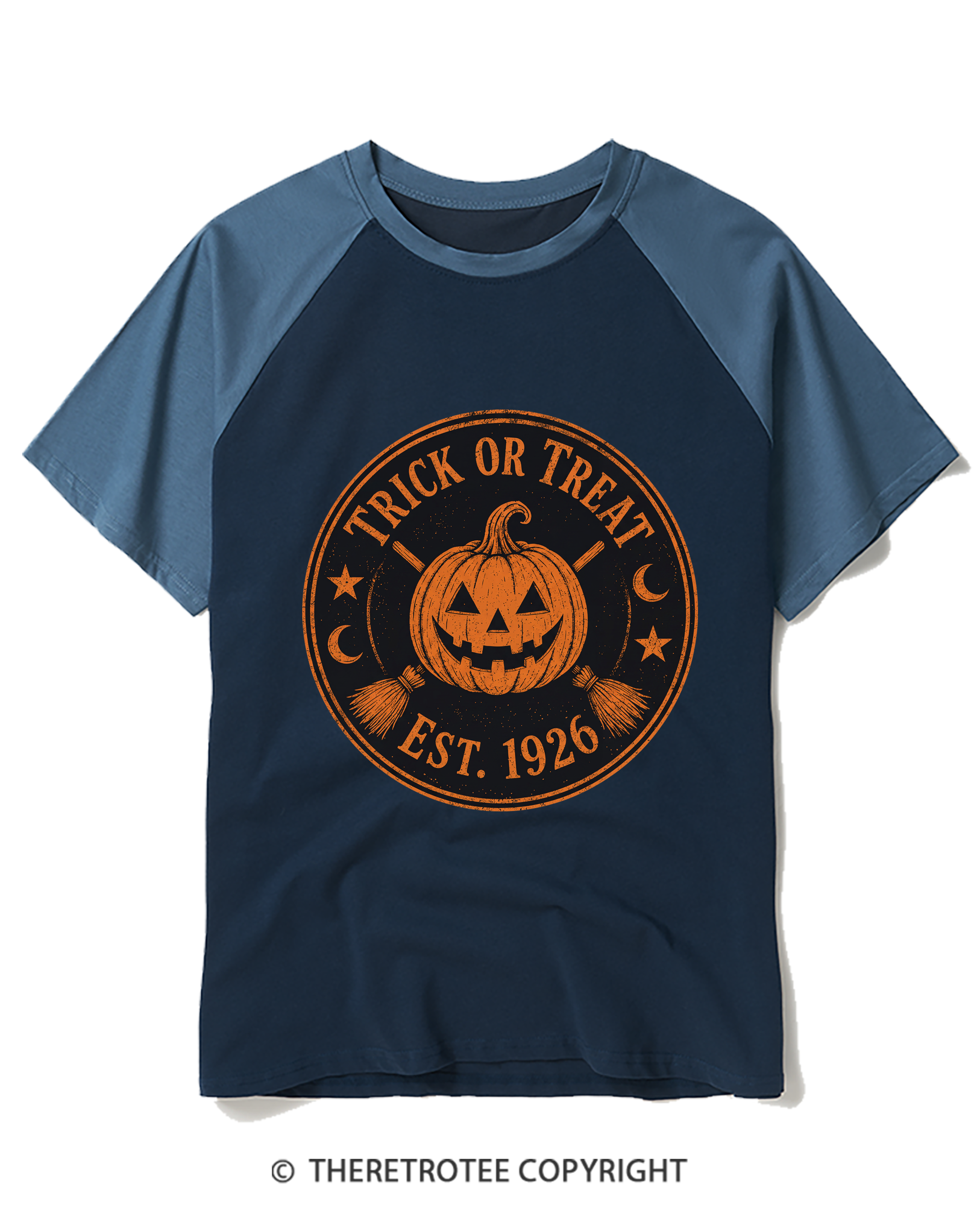 TheRetroTee Trick or Treat 1920s Raglan Baseball T-Shirt