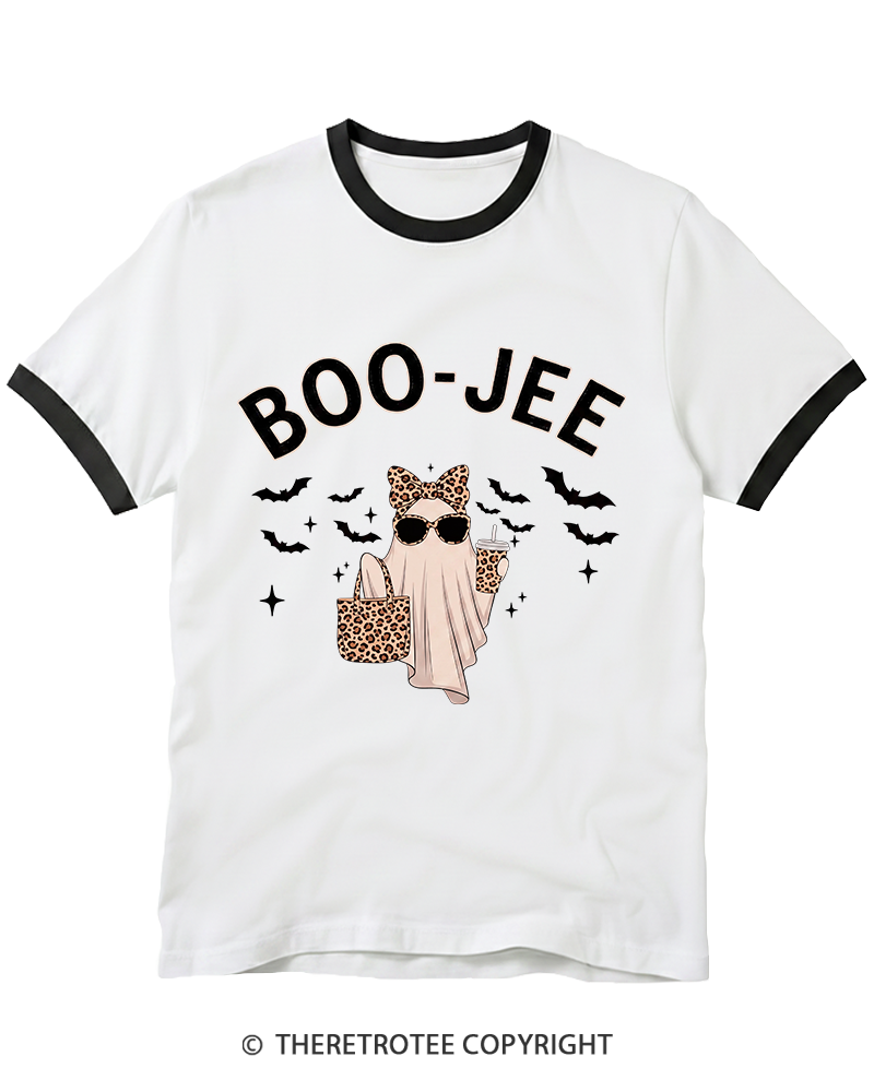 TheRetroTee Boo-Jee Ghost Ringer T-Shirt