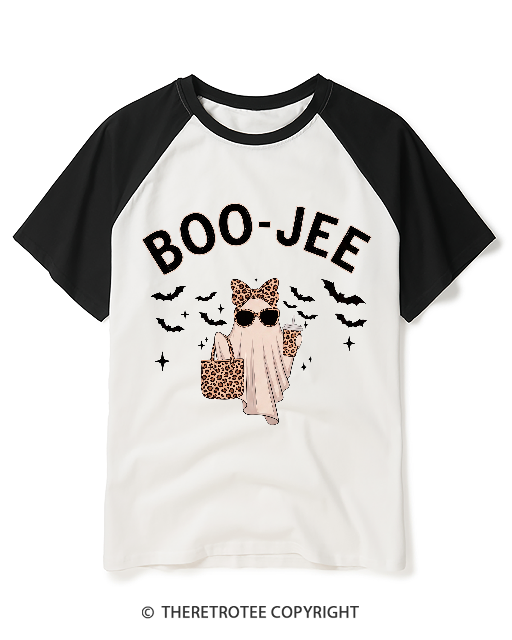 TheRetroTee Boo-Jee Ghost Raglan Baseball T-Shirt