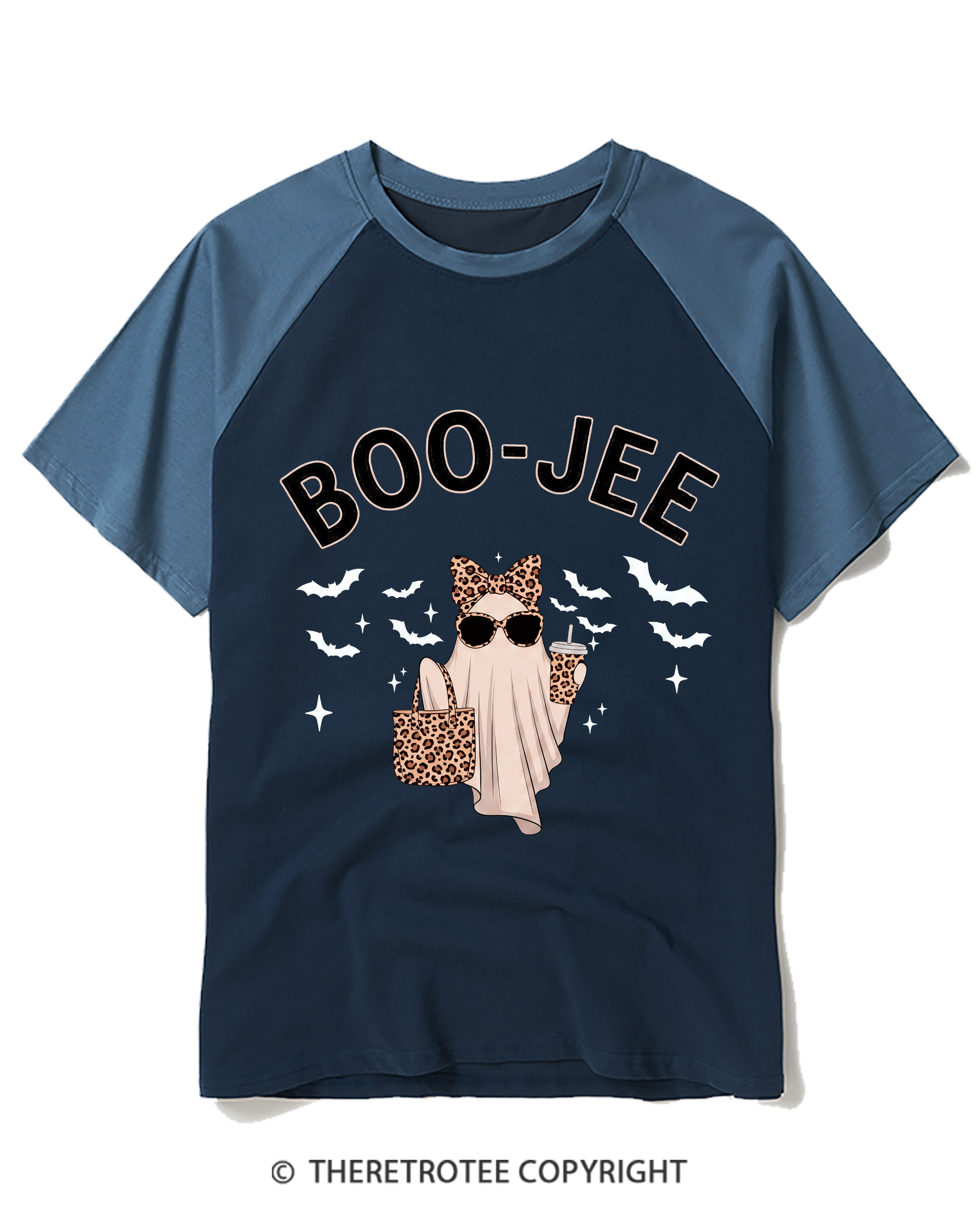 TheRetroTee Boo-Jee Ghost Raglan Baseball T-Shirt