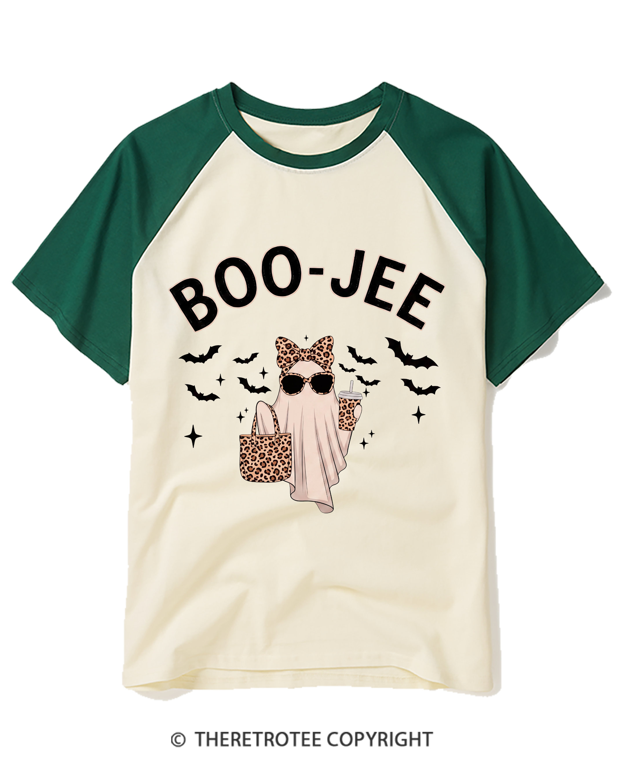 TheRetroTee Boo-Jee Ghost Raglan Baseball T-Shirt