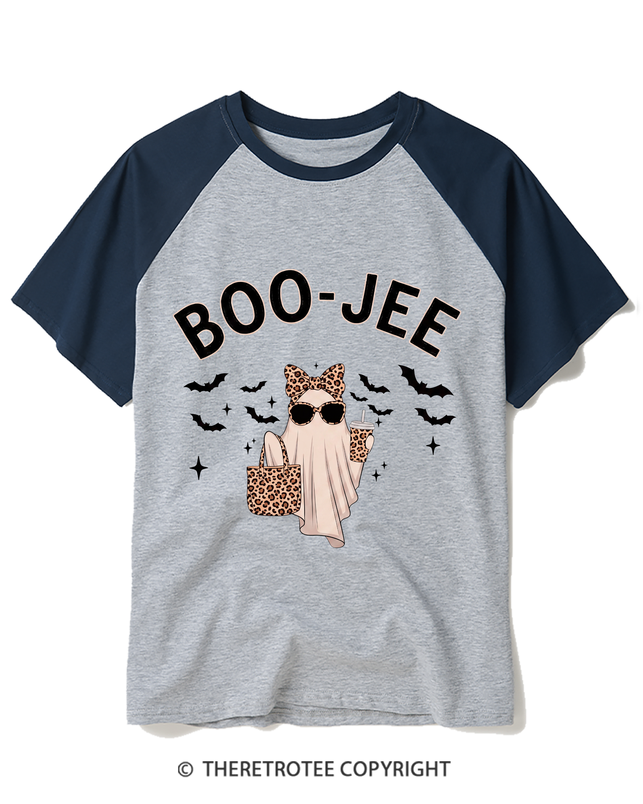 TheRetroTee Boo-Jee Ghost Raglan Baseball T-Shirt