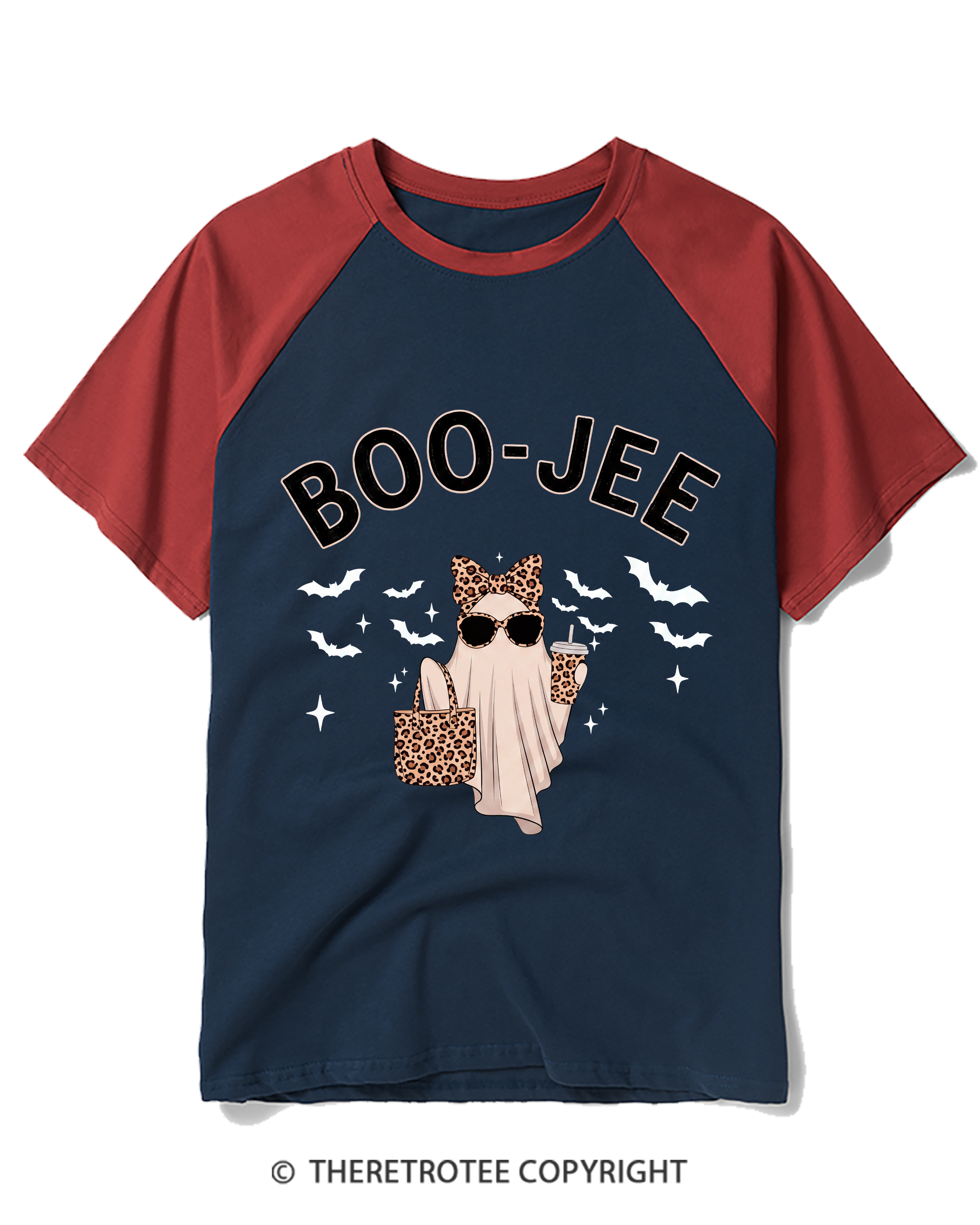 TheRetroTee Boo-Jee Ghost Raglan Baseball T-Shirt