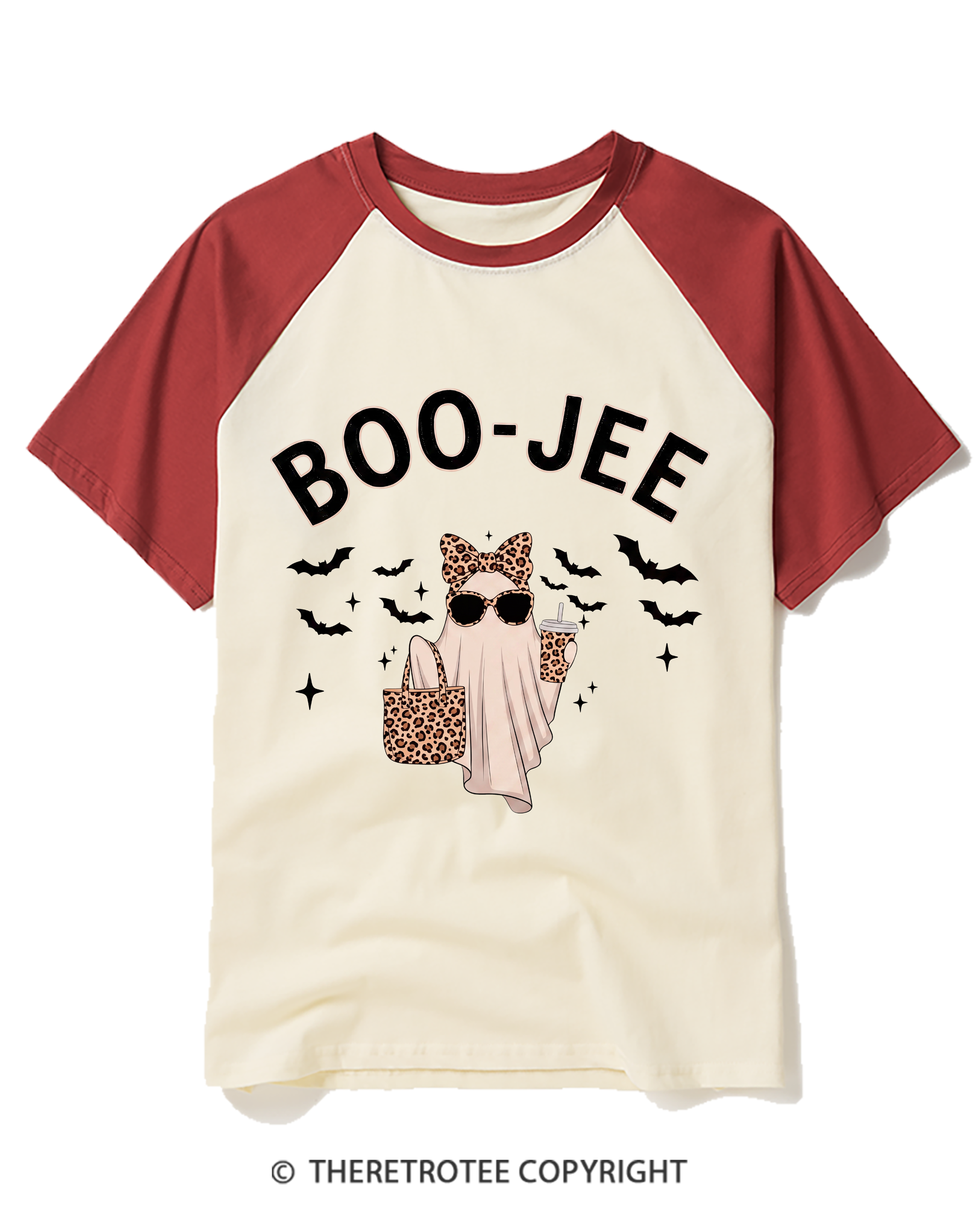 TheRetroTee Boo-Jee Ghost Raglan Baseball T-Shirt